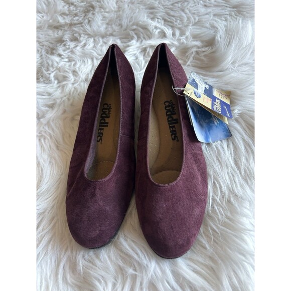 Cobbie Cuddlers Women’s 8W Wide Plum Slip On Suede Comfort Shoes NWT VTG - Picture 2 of 10